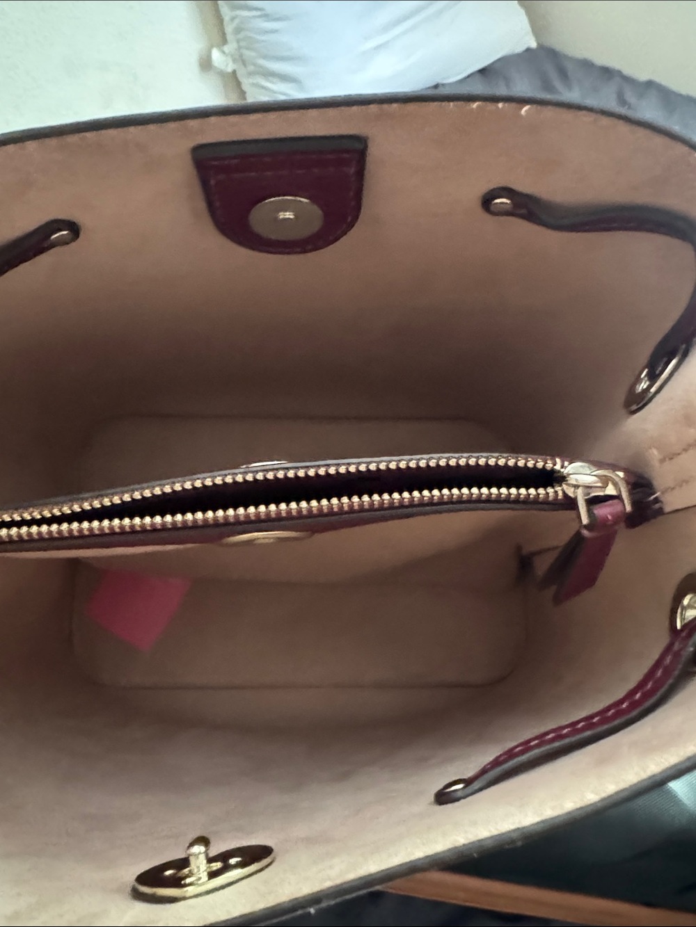 Kate Spade Marti Pebbled Leather Medium Bucket Bag in Deep Berry. - Picture 6 of 8